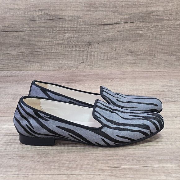 Cole Haan Loafers Women's Size 6B Black Gray Calf Fur Zebra Print Flats Shoes - Picture 1 of 9